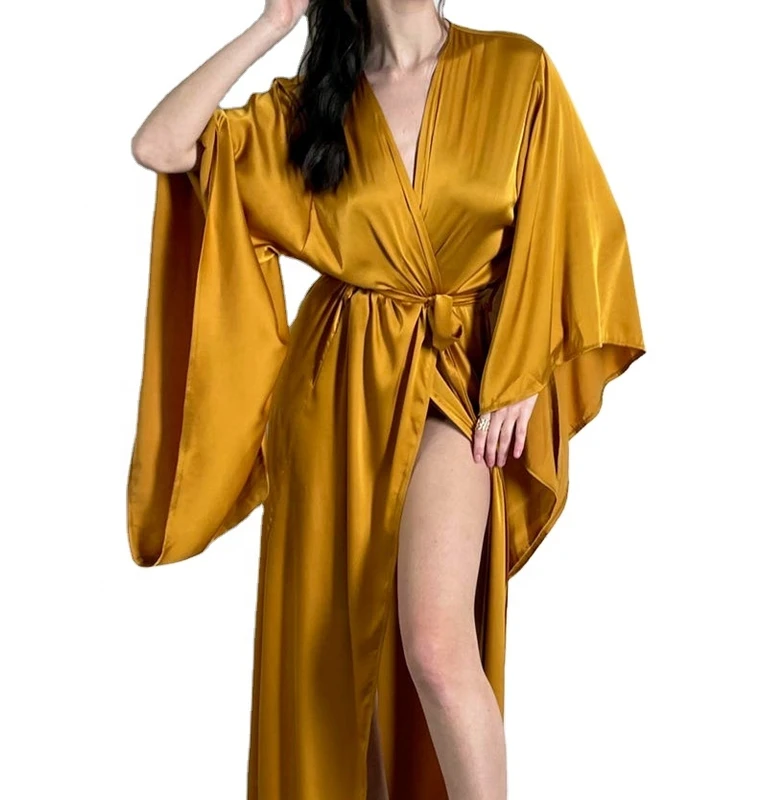 CHINEE-Long-Silk-Satin-Kimono-Robes-Nightgowns