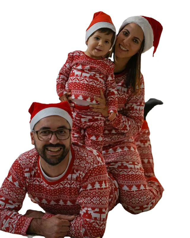 CHINEE Long Sleeve Festival Party Sleepwear Pajama Set for Couples Family Kids for Christmas Matching Christmas Boys Girls Babies