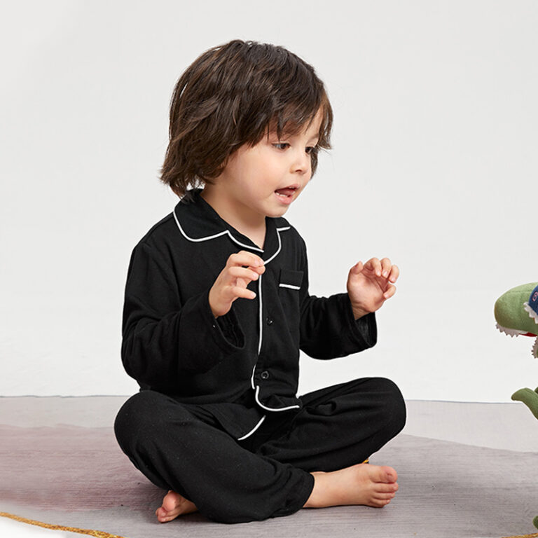 CHINEE-Long-Sleeve-Kids-Pajama-Set-Toddler-Boys-Bamboo-Pajamas-for-Children-Patched-Pocket-Contrast-Piping-Kids-Pyjamas