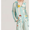 CHINEE Long Sleeve Sleepwear for Women Button up Shirt and Pant Print Women's Home Wear Two Piece Pajama Sets