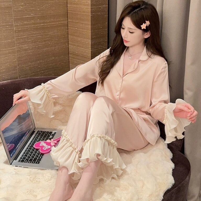 CHINEE-Long-sleeved-Soft-Night-Dresses-for-Woman-Ice-Silk-Pajamas-for-Women
