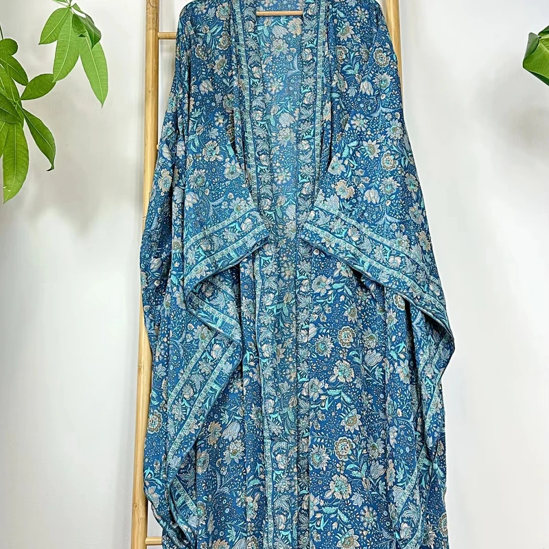 CHINEE Luxe Boho Haori Kyoto Silky Kimono Japanese Robe Luxury Lounge Flowy Bridal Gown