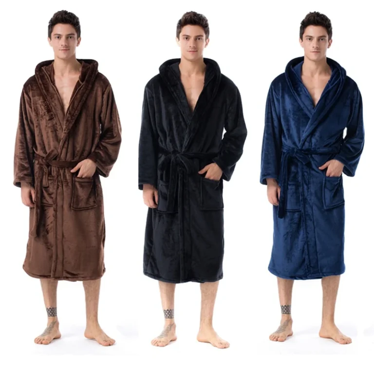 CHINEE-Luxurious-Mens-Shawl-Collar-Fleece-Bathrobe-Spa-Robe