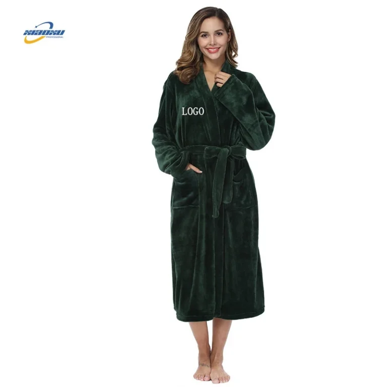 CHINEE Luxury Bath Bobe Women Nightgown Thick Warm Robe Winter Unisex Plush Flannel Bathrobe Sleepwear