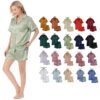 CHINEE Luxury Bridal Bride Women's Plus Size Short Sleeve Shorts Pajama Set Silk Satin Sleepwear Women Bridesmaid Wedding Party Pajamas