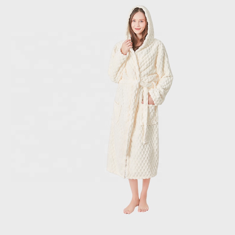 CHINEE Luxury Casual Couple Style Winter Coral Fleece Unisex Thick Warm Cozy Super Absorbent Bathrobe for Home Hotel