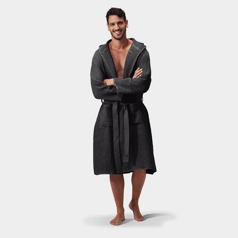 CHINEE Luxury Cotton Embroidered Custom Bath Robe with Logo OEKO TEX Certified Quick Dry & Breathable SPA Hotel Belted Waffle Knit