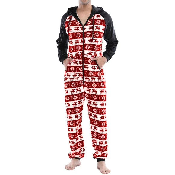 CHINEE Luxury Fleece Discharge Printing Winter Onesie Hoodie Plus Size Breathable Polyester Cotton Customized Color Pajamas for Men's