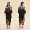 CHINEE Luxury Floral Kimono Robe Silk Satin Printed Long Robe for Women Supply for All Seasons