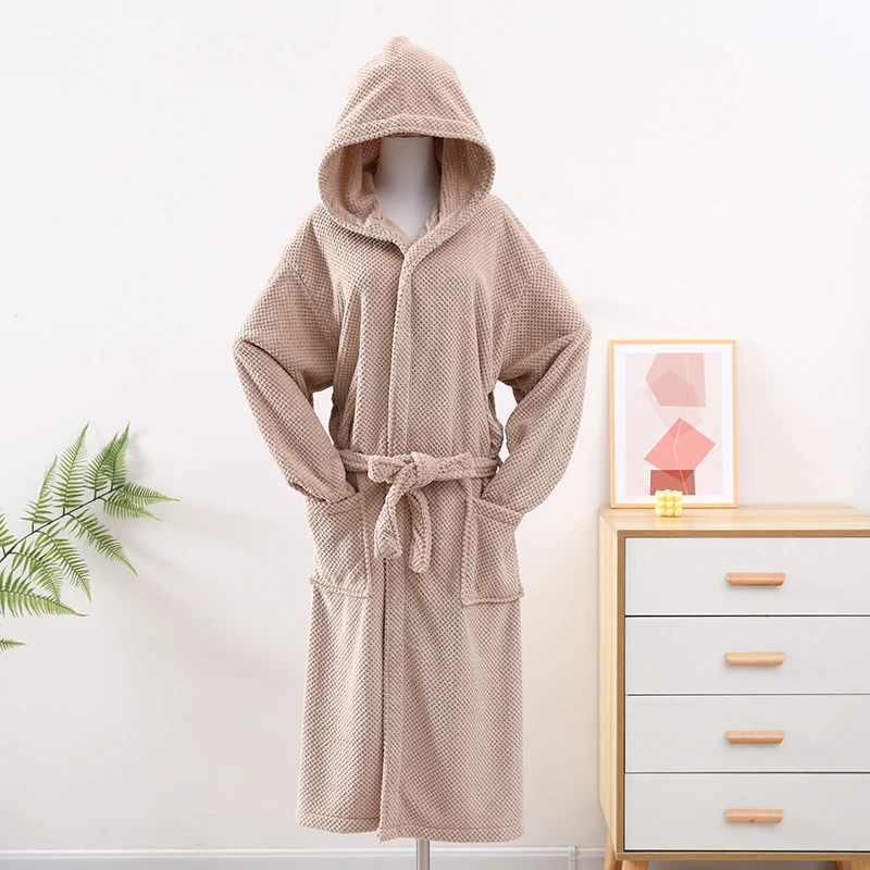 CHINEE Luxury Hotel Bathrobe Premium Coral Fleece Plush Bathrobe Ultra Soft Absorbent Custom Spa Resort Microfiber Home