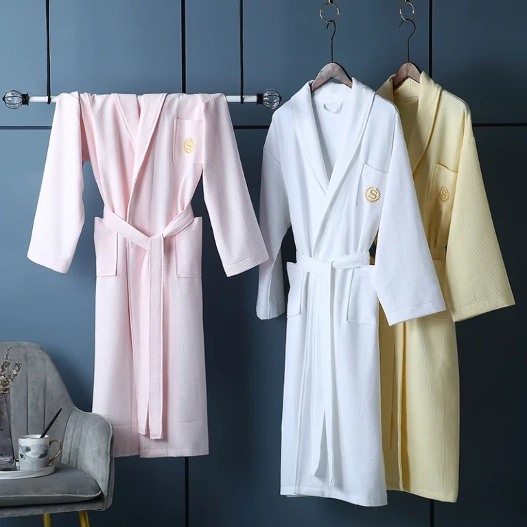 CHINEE Luxury Hotel SPA Custom White Unisex Terry Waffle Bathrobe 100% Cotton Women Man Bath Robes Bathrobe