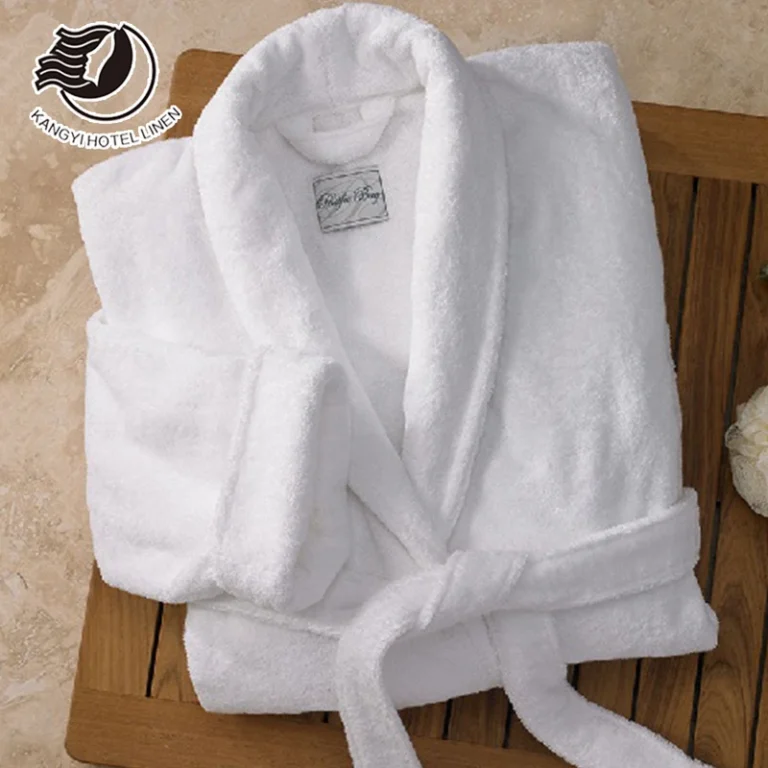 CHINEE Luxury Plus Size Hotel White Cotton Terry Quick Dry Unisex Bathrobe V neck Collar 5 Star Embroidery Logo Robe