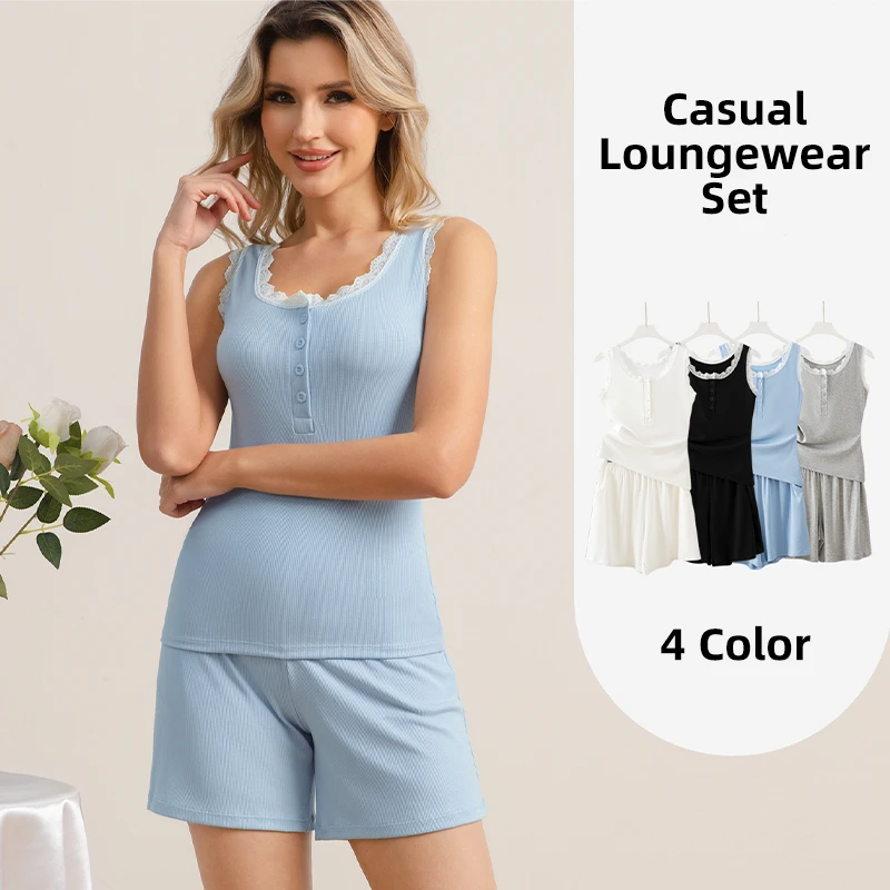 CHINEE Luxury Plus Size Loungewear Sets for Women Lace Trim Sleepwear Soft Rayon Nightwear Set Custom Logo