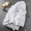 CHINEE Luxury Plush Hooded Bathrobe White Terry Robe With Grey Piping Children Adults Unisex Spa Dressing Gown For Home Bathroom Use