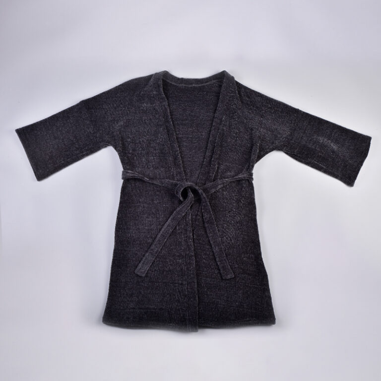 CHINEE Luxury Soft Chenille Bathrobe for Women Cozy Dark Gray Kimono Robe with Belt Plush Relaxation Robe for Comfort and Warmth