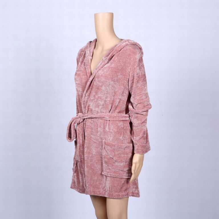 CHINEE Luxury Soft Chenille Kimono Robe Cozy Short Bathrobe with Belt