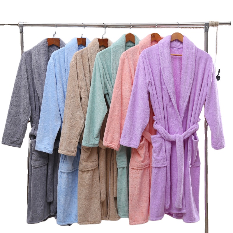 CHINEE Luxury Super Soft Mens Coral Fleece Fashion Bathrobe
