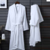 CHINEE Luxury Terry Cotton Bathrobe Plush Absorbent Full Length Drawstring Closure Machine Washable Shawl Collar Unisex Hotel Spa Robe