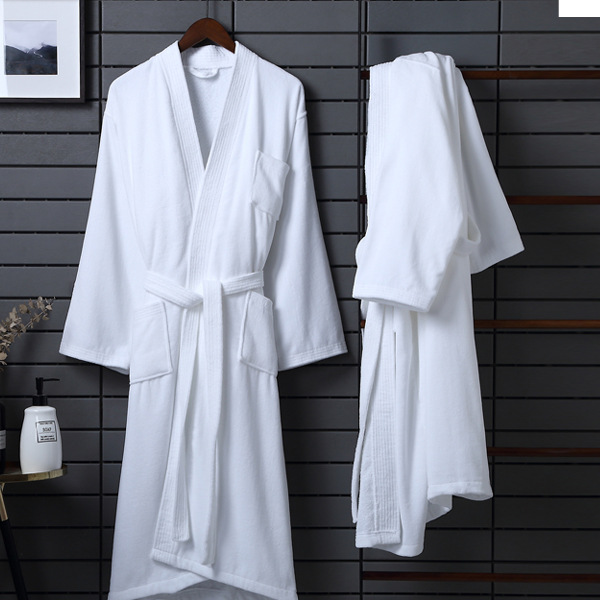 CHINEE Luxury Terry Cotton Bathrobe Plush Absorbent Full Length Drawstring Closure Machine Washable Shawl Collar Unisex Hotel Spa Robe