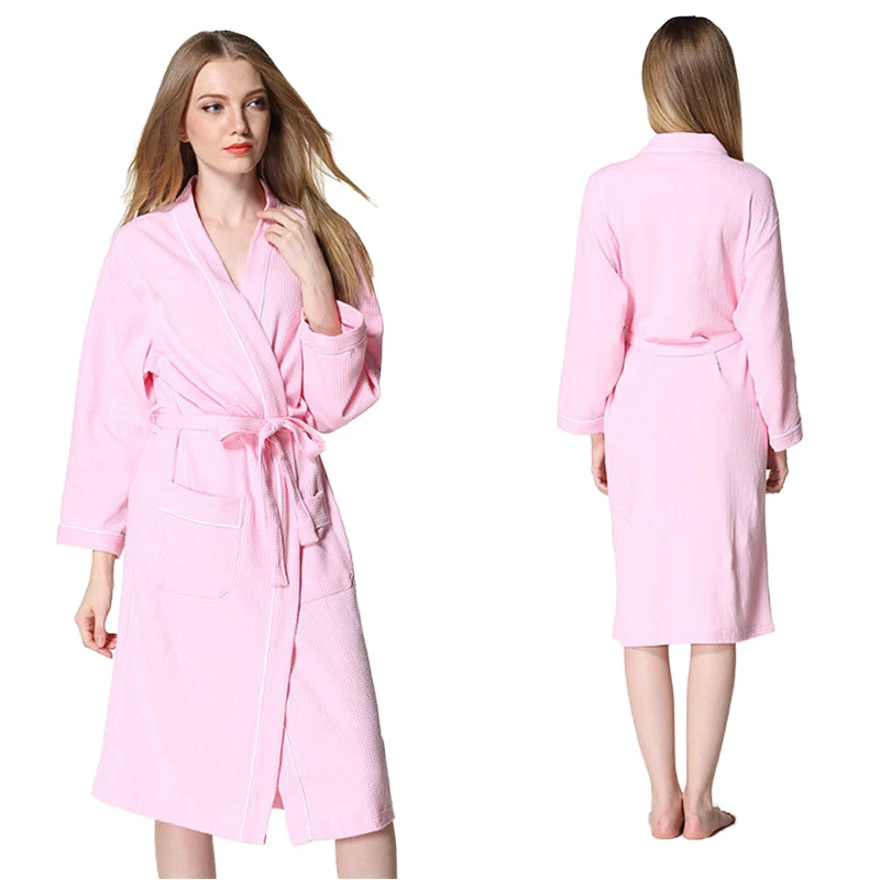 CHINEE Luxury Waffle Terry Bathrobe Robe 100% Cotton Quick Dry Long Sleeve Customizable for Men Home and Hotel Use