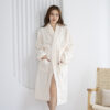CHINEE Luxury Women Bathrobes Warm Super Soft Flannel Bathrobe White Ladies Shower Spa Robe