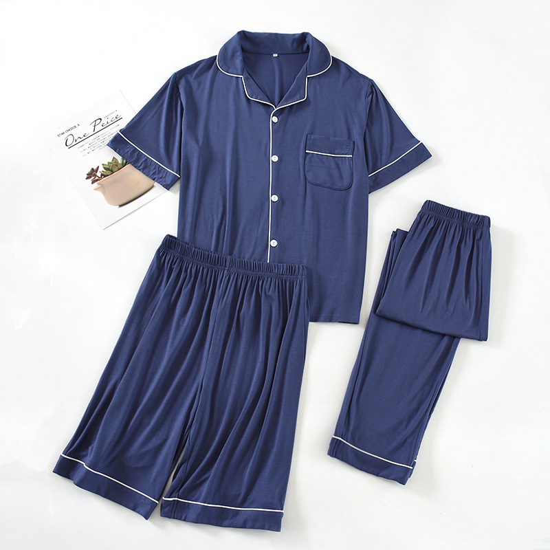 CHINEE Man's Pajamas Short Sleeve Modal Fabric with 3 Pieces