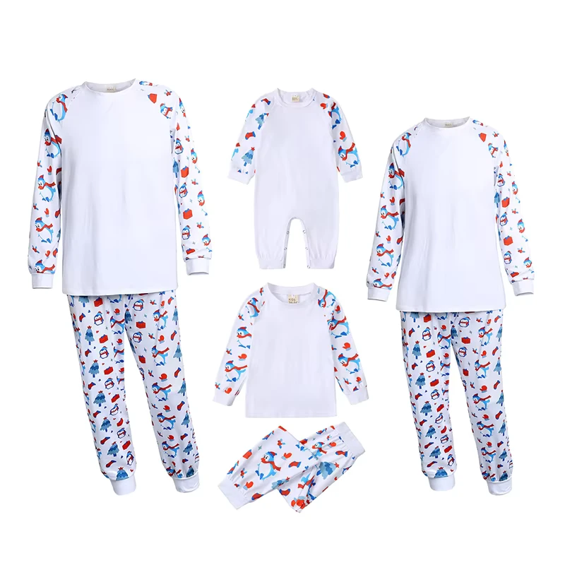 CHINEE Manufacturer Custom Blank Polyester Women's Tales Pajamas Family Matching Set Elastic Waist Breathable Solid Autumn Winter