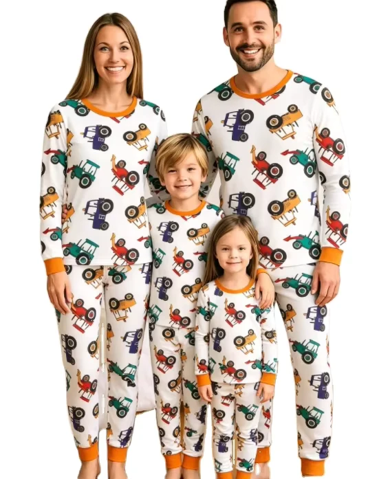 CHINEE Manufacturer Custom Print Design Family Matching Outfit Pajamas Set Casual Long Sleeves 95% Bamboo 5% Spandex Pajamas