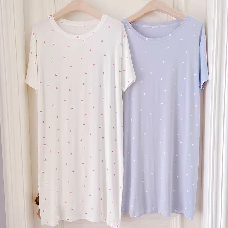 CHINEE Manufacturer Custom Short Sleeve Women's Sleep Shirts Summer Pajama T Shirt Modal Jersey Womens Night Dress Womens Nightgown