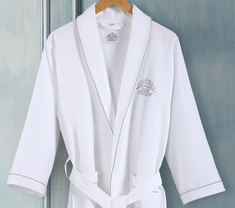 CHINEE Manufacturer Personalized Cotton Bath Robe White Waffle Embroidered Bathrobe