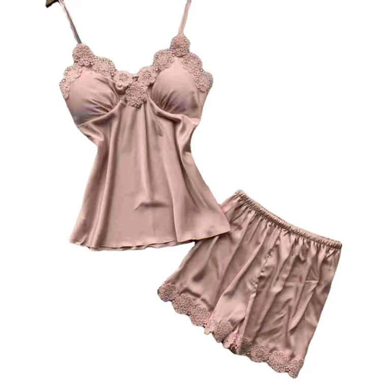 CHINEE-Manufacturer-Sexy-Sleeveless-Nightgown-Lace-Lingerie-Deep-V-Neck-Camisole-and-Short-Skirts-Sleepwear-Pajamas-Sets-for-Women