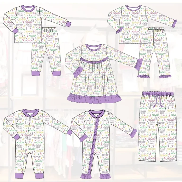 CHINEE-Mardi-Gras-Newborn-Baby-Clothes-Baby-Clothes-Kids-Pajamas-Girls-Kids-Bamboo-Cotton-Custom-Pyjamas