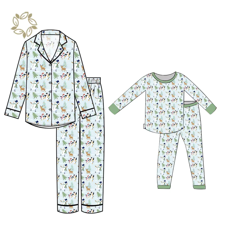 CHINEE Matching Christmas Pajamas for Family Kids Sleepwear Pajamas Bamboo Christmas Mommy and Me Outfits Family Matching Pajama