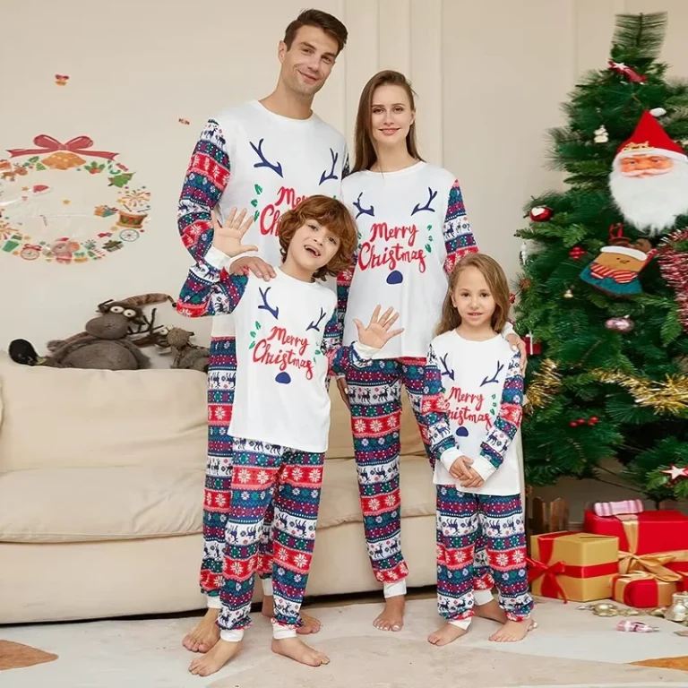 CHINEE-Matching-Family-Christmas-Pajamas-2-Piece-Sets-Elastic-Waist-Cute-Cartoon-Letter-Elk-Print-Sleepwear-Elegant-Casual