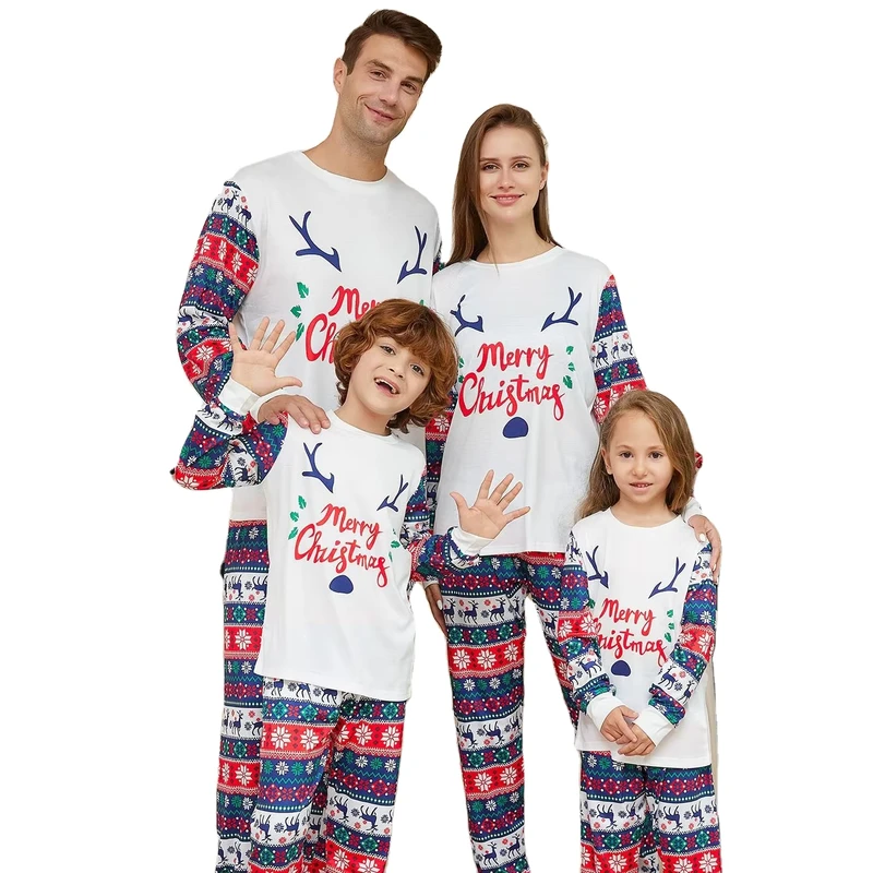 CHINEE Matching Pajama Set Christmas Pyjamas Family Holiday Long Sleeve Sleepwear Large Size Pyjamas Women Sleepwear