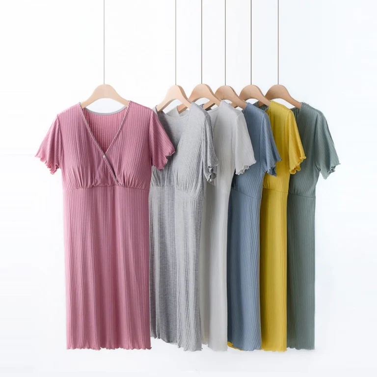 CHINEE-Maternity-Clothes-Breastfeeding-Nightgowns-Nursing-Sleepwear-Hospital-Loose-Fitting-Breast-Feeding-Pajamas-Pregnancy-Dress