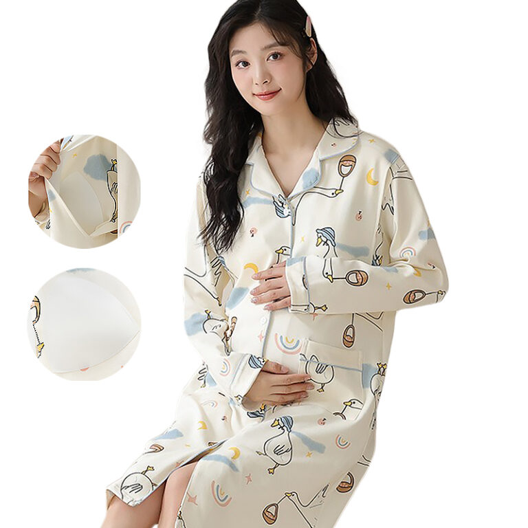 CHINEE-Maternity-Nightgown-Nursing-Pajamas-Set-with-Chest-Pad-Postpartum-Confinement-Clothes-Maternity-Dress-Pants