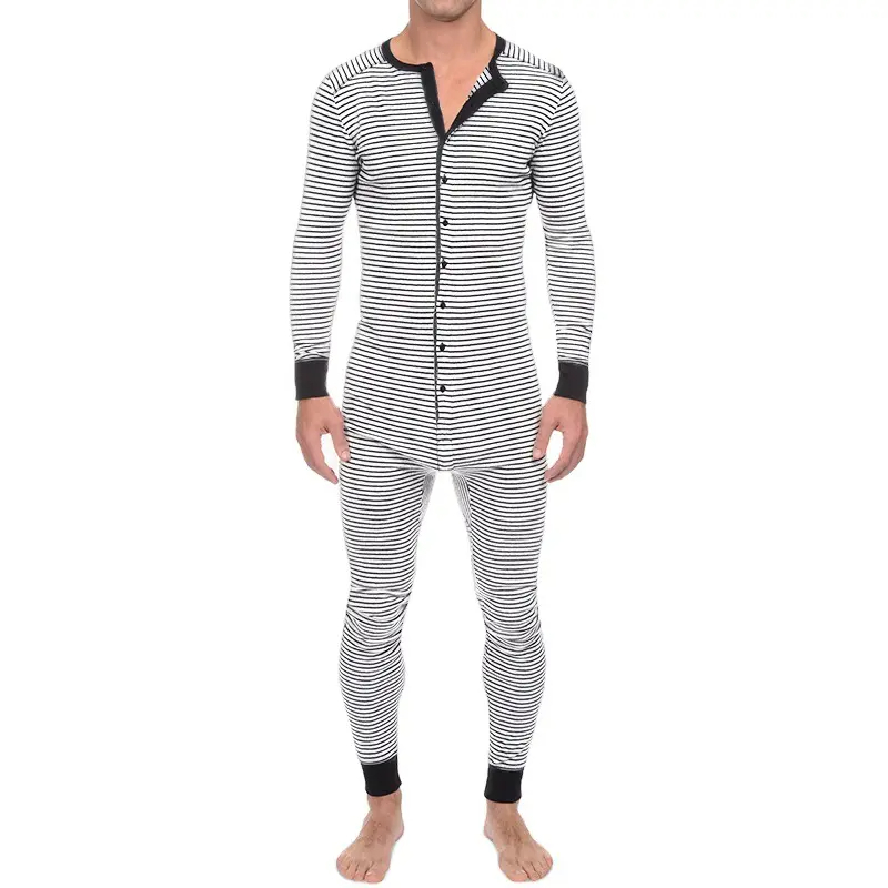 CHINEE Men Plus Size Hooded Long Sleeve Solid Slim Fit Casual Breathable Polyester Cotton Onesie Pajamas Jumpsuit Lounging Sleepwear