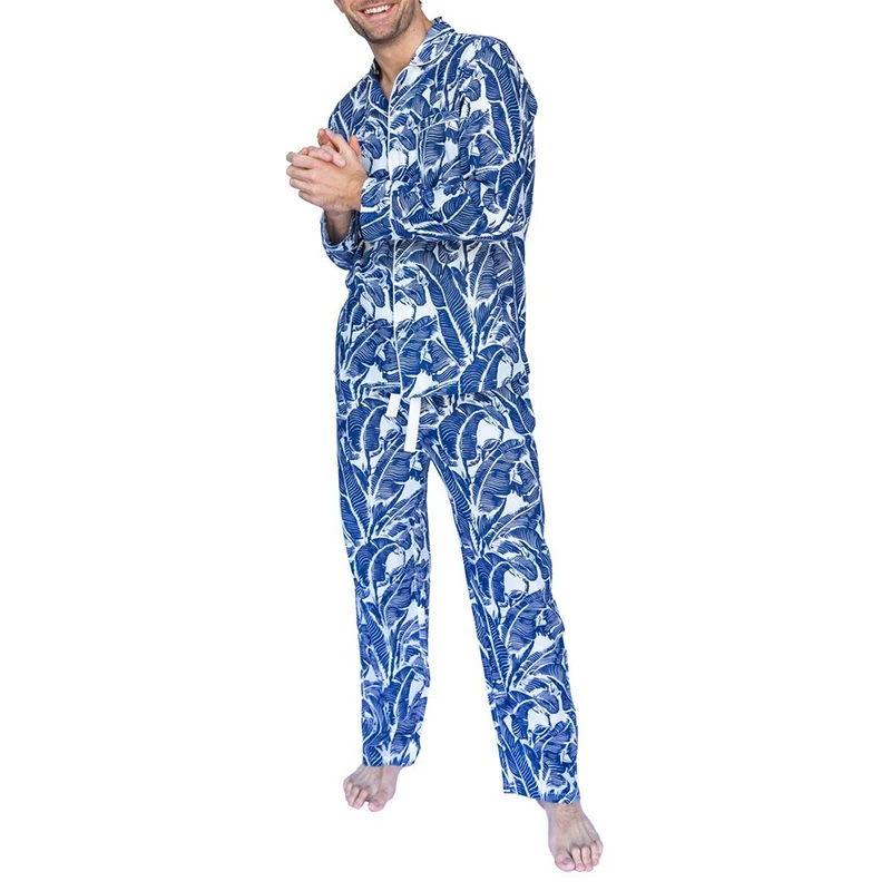CHINEE Men Satin Thermal Breathable Soft Sleepwear Sets Long Sleeve Two Piece Pajamas for Adults Boys Spring Autumn Homewear