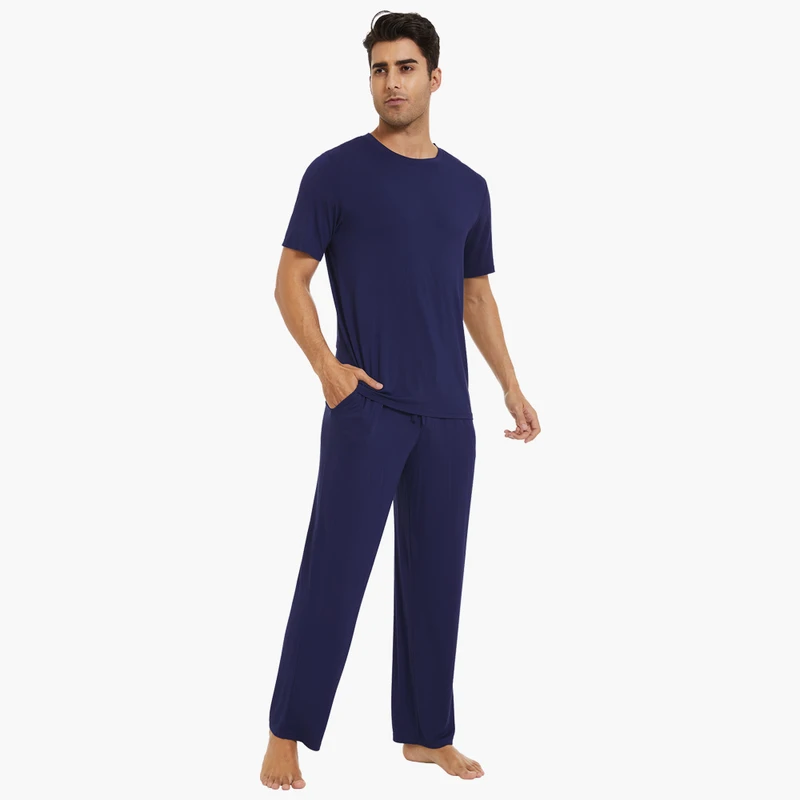 CHINEE Men Solid Pajama Sets Custom Men's Sleepwear Soft Lounge Wear Men's Casual Loungewear Cotton Pyjamas
