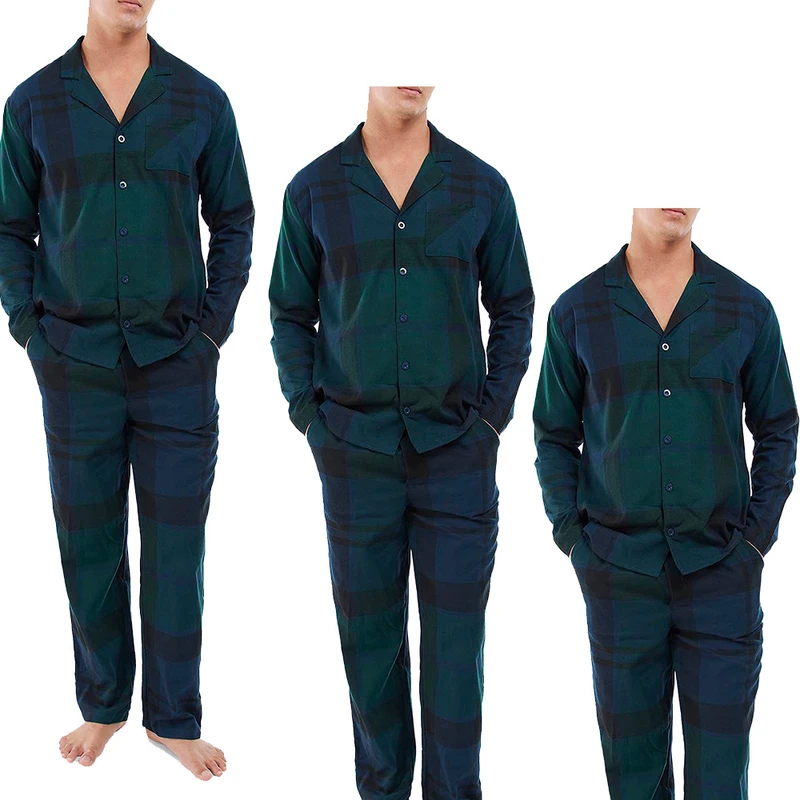 CHINEE Men's 100% Cotton Loose Long Button Down Pajama Solid Set Soft Comfortable Sleepwear for Men With High Quality