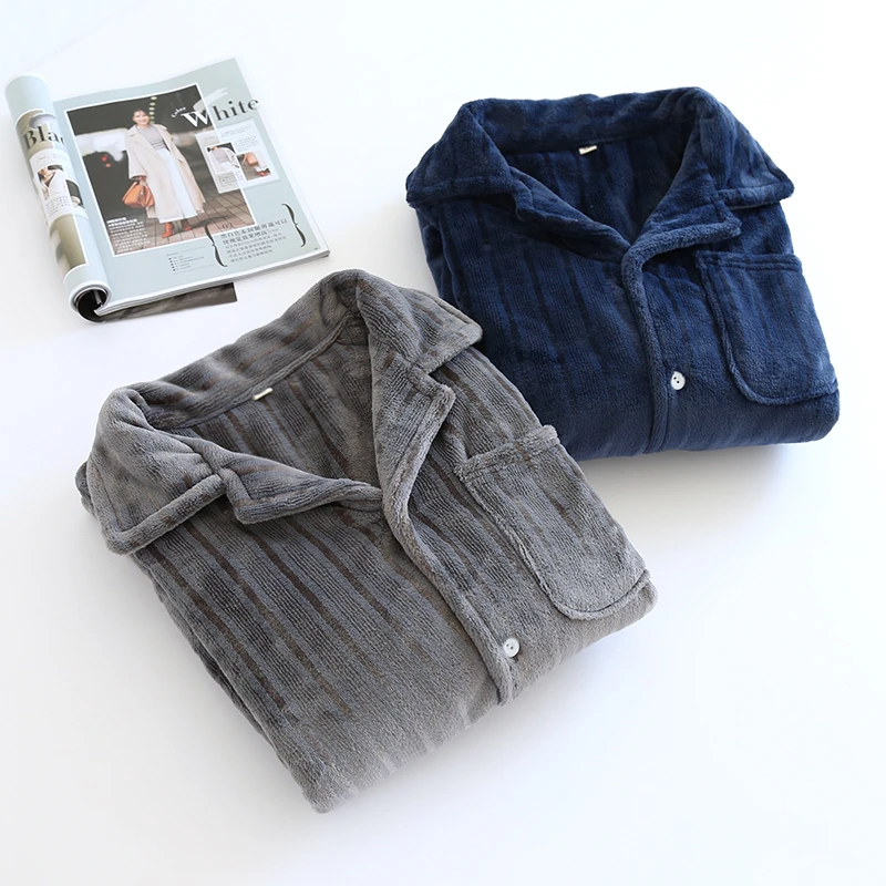 CHINEE Men's 2 Piece Plus Size Button Pajama Set Long Sleeve Casual Warm Pajama Set Sleepwear Loungewear