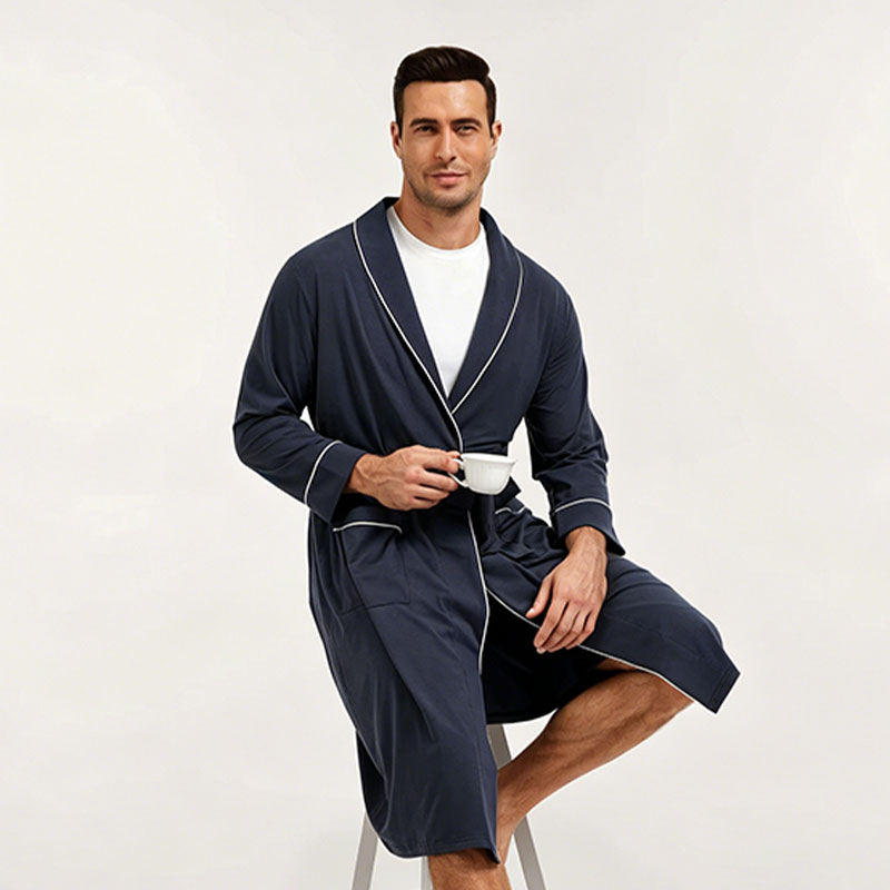 CHINEE Men's Bamboo Robe Organic Cotton Nightwear Loungewear Sets Satin Pajama Set Homel Wear Custom Men's Sleepwear