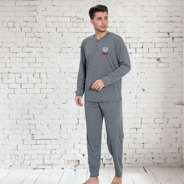 CHINEE Men's Big Size Thermal Soft Pajama Set Long Sleeve Breathable Cotton Blend Quick Dry Comfortable Sleepwear Relax Stylish Pajamas