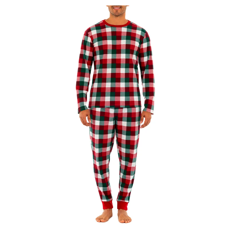 CHINEE Men's & Boys' Casual 100% Cotton Thermal Plus Size Long Sleeve Pajama Sets Animal Cartoon Printed Sleepwear