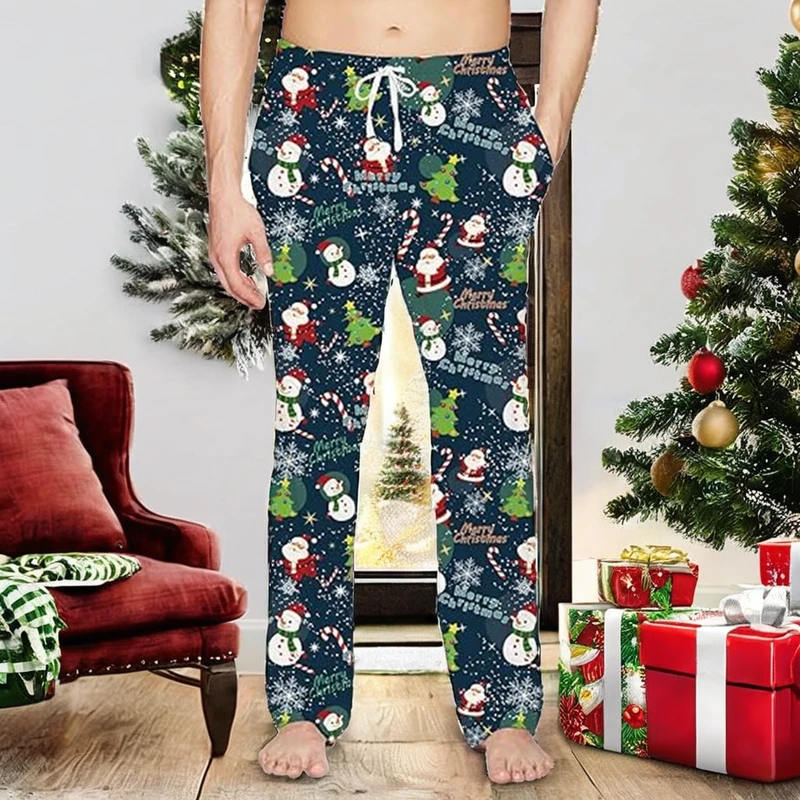 CHINEE Men's Breathable Loose Pajama Pants for Lounging, Sleeping, Party, Custom