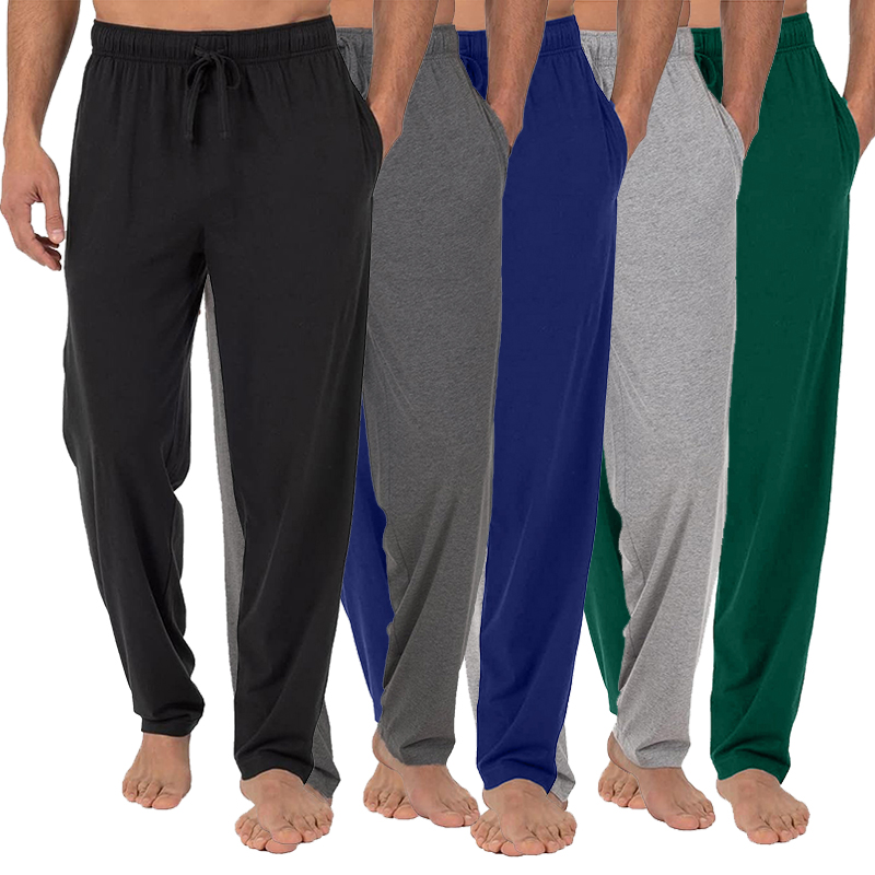 CHINEE Men's Classic Lounge Jersey Pajama Pants Summer Casual Soft Cotton Blend Quick Dry Elastic Waistband Drawstring Relaxed Fit