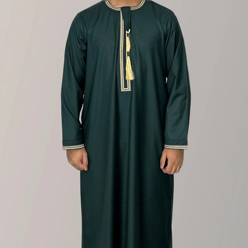 CHINEE Men's Comfortable Anti Wrinkle Handmade Linen Long Sleeve Robes Hot Traditional Muslim Clothing Accessories with Style