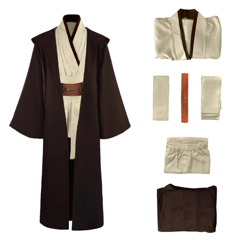 CHINEE Men's Costume Robe Friar Uniform Robe Adult Male Knight Tunic Costume Hooded Uniform Full Set Halloween Cosplay Cloak