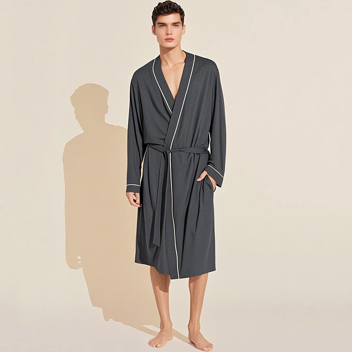CHINEE Men's Custom Spring and Autumn Bamboo Spandex Pajamas Breathable OEM Nightgown Home Clothes